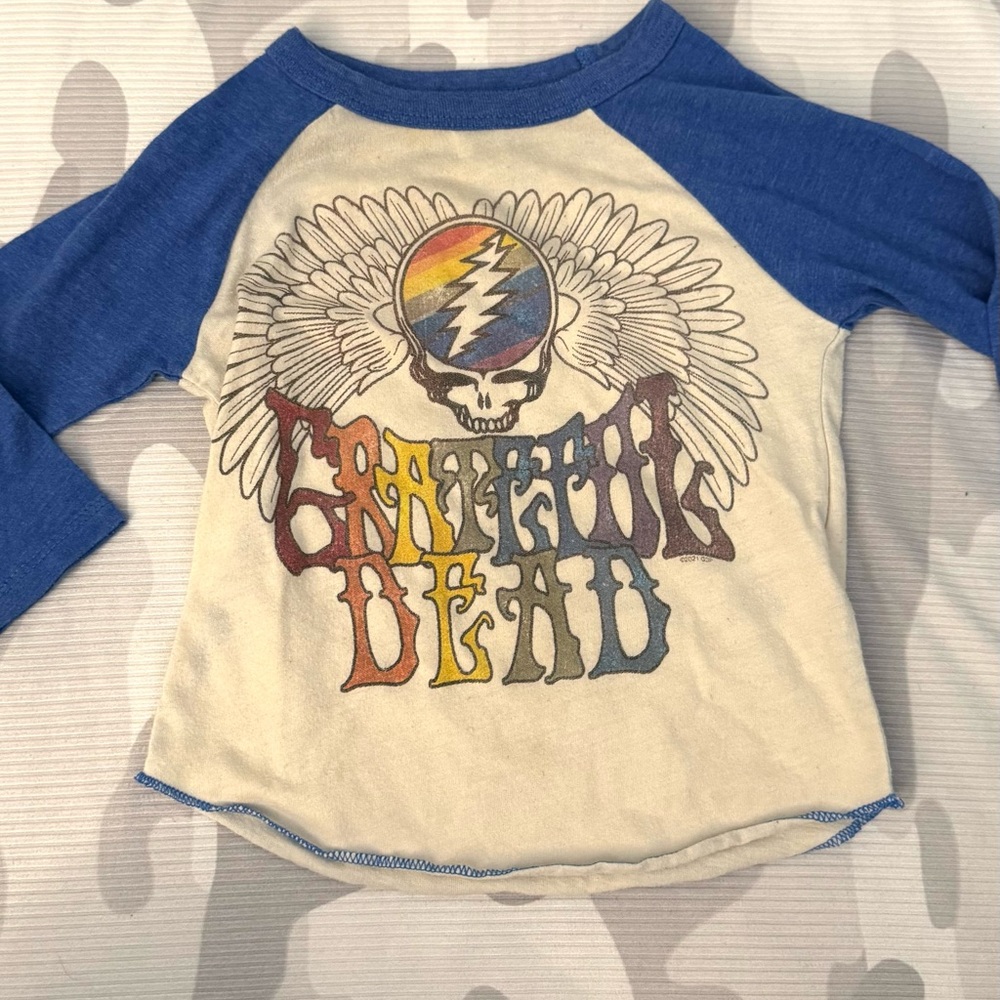 Grateful Dead Kids 6-12 month Blue and Cream Raglan Shirt